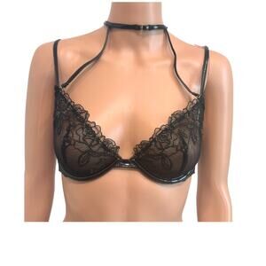 Victoria's Secret Very Sexy 32D strappy low cut demi choker bra BC3 3216